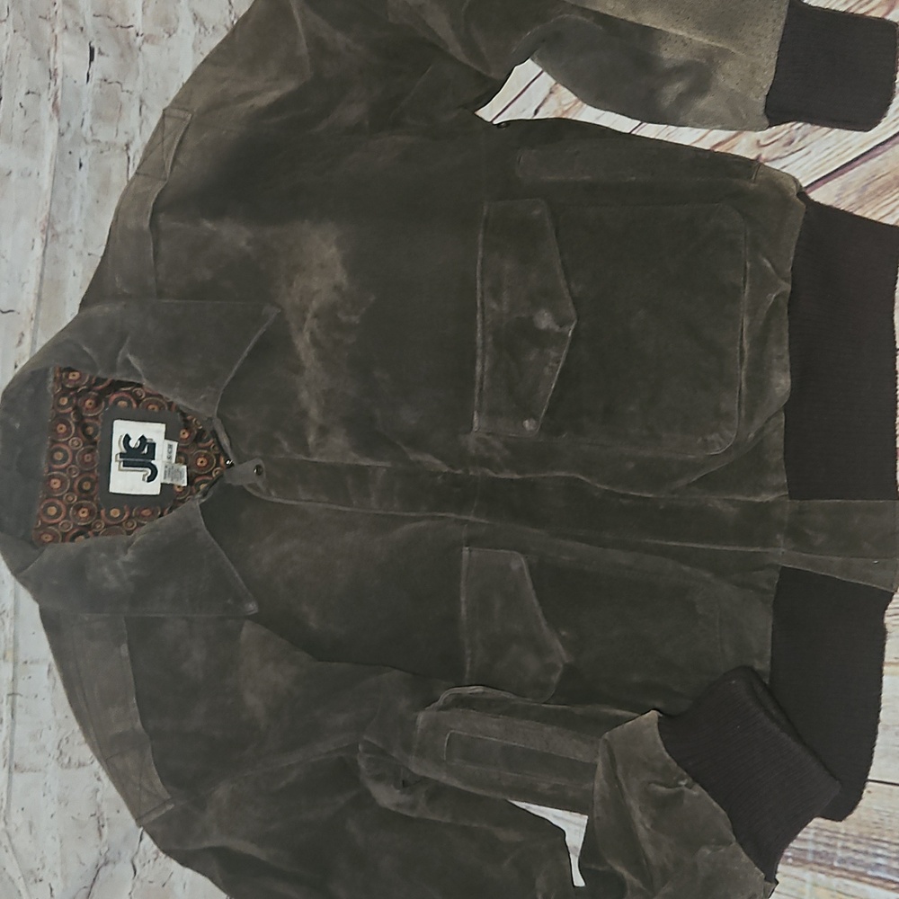 VINTAGE Men's Brown Suede Leather Zippered Jacket, Size small